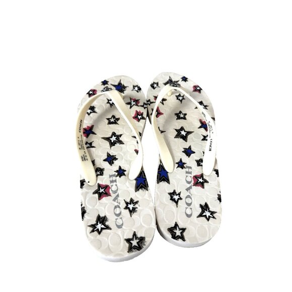 Coach Abbigail 8B Flip Flops Red White Blue Stars Americana Rubber Chalk Summer - Picture 3 of 16